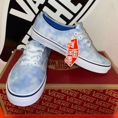 Brand New Authentic Vans With Box And Stickers Attached Same Day Shipping 100% Original Light Blue Low-top Vans Sneakers, Casual Light Blue Vans Sneakers, Light Blue Lace-up Vans Sneakers, Authentic Vans, Vans Blue, Shoes Vans, Vans Authentic, Womens Vans, Vans Shoes