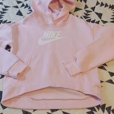 Nwot High Low Nike Soft Pink Hoodie. 18 Inches Armpit And 21 Inches From Shoulder To Hem. Nike Fleece Tops With Drawstring Hood, Nike Hooded Top With Drawstring, Nike Fleece Hooded Top, Nike Hooded Fleece Top, Nike Long Sleeve Top With Drawstring Hood, Nike Long Sleeve Tops With Drawstring Hood, Nike Cotton Hooded Top, Cute White Tops With Ribbed Cuffs, Nike Hooded Top With Letter Print