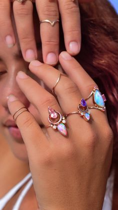 Jewels Nails, Radiant Rings, Unicorn Ring, Radiant Ring, Mystic Moon, Extraordinary Jewelry, Instagram Message, Nail Jewels, Rainbow Opal