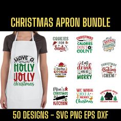 christmas apron bundle with 50 designs for svg or png eps dxf