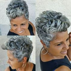 Fridja Fashion Wig Short Haircut Curly Color Gradient Wigs Short Synthetic - Walmart.com Beautiful Gray Hair, Silver Foxes, Grey Wig, Natural Gray Hair, Short Grey Hair, Short Curly Wigs, Sassy Hair, Short Wavy, Short Styles