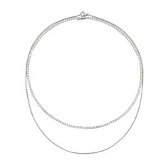 The Tennis Dainty Necklace Set, a two-piece silver necklace set featuring two diamond-like tennis necklaces. Silver Layer Necklace, Leave Necklace, Bracelets Layered, Layering Jewelry, Pave Beads, Layered Necklaces Silver, Stacking Bracelets, 2024 Style, Earring Sets