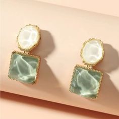 Trendy Boho Minimalist Gold Square Earrings Height: 1.4” Width: 0.8” Pearl Pendant Earrings, Droplet Earrings, Embellished Fashion, Stone Dangle Earrings, Square Earrings Studs, Girl Jewelry, Trendy Earrings, Square Earrings, Geometric Earrings