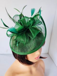 Green ,Dark Green Color Fascinator With Flower Headband Wedding Hat,Royal Ascot Ladies Day Size: approx :- 28cm x 21cm Material:-,Feathers,Sinamay  Note :- I can't accept return.. Thanks                                                          Customer's returns fascinator or other items  to me so shop will deduct shipping cost from refund  Which shipping cost shop will pay or paid for customer orders  Thank you Royal Ascot Ladies Day, Ascot Ladies Day, Flower Headband Wedding, Mini Hats, Dark Green Color, Headband Wedding, Wedding Fascinators, Wedding Hat, Church Hats