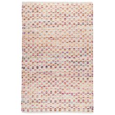 a multicolored area rug with small squares on the front and back of it