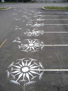 an empty parking lot that has been painted with white paint and the words you had one job and you killed it