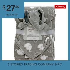 This soft minky blanket with separate matching elephant security blanket will become baby's favorite. Constructed from 100% polyester, pieces are easy care, machine wash and dry. Blanket measures 30 inches by 40 inches and security blanket toy measures 14 inches square.# Pieces In Set: 2Included: 1 Security Blanket(s), 1 30x40 Blanket(s)Features: ReversibleRecommended Ages: 0-24 MonthsBase Material: 100% PolyesterFabric Description: MicroplushCare: Machine Wash, Tumble DryCertifications And Lis… Blue Octopus, Elephant Blanket, Baby Gear Essentials, Grey Elephant, Gray Blanket, Baby Boy Shoes, Security Blanket, Minky Blanket