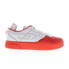 Model Name: S-Ukiyo Low X Model Number: Y02962-Pr013-H8985 Material: Leather Color: White Red Condition: New With Box Width: Medium (D, M) Diesel Offers Trendy And Stylish Models That Look Great With Jeans. Diesel Provides A Great Look But Also Provides Comfort With A Rubber Sole Allowing For Everyday Use. When It Comes To Choosing An Outfit Diesels Are Always A Good Way To Go! Red Low-top Leather Sneakers, Modern Red Sneakers With Rubber Sole, Dynamic White High-top Sneakers With Rubber Sole, Modern Red Lace-up Custom Sneakers, Leather Low-top Skate Shoes With Red Sole, Red Sneakers With Contrast Sole For Streetwear, Sporty Red High-top Sneakers With Translucent Outsole, Red High-top Sneakers With Translucent Outsole For Sports, Red Mid-top Skate Shoes With Vulcanized Sole