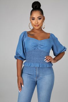 Casual off shoulder accordion style top. Stretch Top Puff Sleeves *Model is wearing a small Casual Off-shoulder Ruffled Tube Top, Trendy Tops With Smocked Bodice For Day Out, Spring Top With Smocked Bodice, Casual Cropped Off-shoulder Top With Ruffles, Trendy Fitted Off-shoulder Top For Spring, Spring Smocked Bodice Fitted Tops, Off-shoulder Blouse With Smocked Bodice For Day Out, Trendy Fitted Off-shoulder Top With Puff Sleeves, Trendy Off-shoulder Fitted Blouse