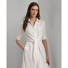 Light-as-air linen brings ease of movement to this fit-and-flare shirtdress finished with a unique self-extended tie at the waist. Shirtdress, Lauren Ralph Lauren, Fit And Flare, Dress Outfits, Ralph Lauren, Bring It On, Clothes For Women, Dresses, Clothes