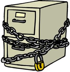 an image of a safe with chain attached to it