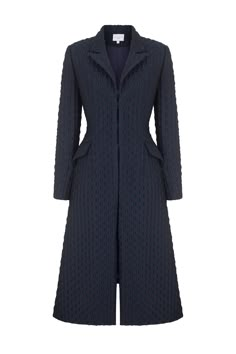 Modern Tux Coat Diamond Cloqué Luxury Black Modern Wool Coat, Luxury Chic Slim Fit Pants, Luxury Winter White Wool Coat For Work, Luxury Navy Double-breasted Pea Coat, Luxury Navy Long Sleeve Peacoat, Suzannah London, Blue Clematis, Black Slim Pants, Blue Winter Coat