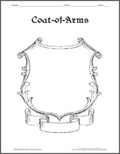 the coat of arms is shown in black and white, with an ornate border around it