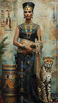 #Nefertiti #EgyptianPharaoh #Queen #Cheetah #MalcolmT.Liepke #Painting #Artefacts Egyptian Pharaoh Art, Queen Nefertiti Art, Egyptian Queen Art, Egypt Artwork, Ancient Egypt Women, Pharaoh Art, Egypt Painting, Nefertiti Art, Cleopatra Quotes