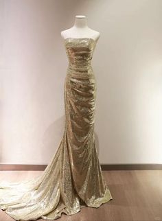 Sequins Mermaid Scoop Long Evening Dress Formal Dresses Gold, Gold Evening Gown, Long Formal Dress, Wedding Dresses With Flowers, Corset Dress Prom, Mother Wedding Dress, Wedding Flower Girl Dresses, Popular Dresses, فستان سهرة