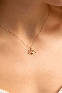 Lotus Flower Necklace, 14k Gold Diamond, Unique Gift for Her, Handmade Jewelry, Diamond Necklace, Lotus Pendant, Gold Flower Necklace, Minimalist Jewelry, Dainty Necklace, Delicate Necklace, Statement Necklace, Gift for Wife, Gift for Girlfriend, Gift for Mom, Gift for Sister, Trendy Jewelry, Luxury Jewelry, Fine Jewelry, Handmade by Artisan, Bohemian Jewelry, Vintage-Inspired Jewelry, Romantic Jewelry, Love Jewelry, Jewelry, Special Jewelry, Ethically Sourced Materials, Sustainable Jewelry. Elegant 14k Gold Jewelry With Flower Charm, Minimalist 14k Gold Jewelry With Flower Shape, Minimalist 14k Gold Flower-shaped Jewelry, Minimalist 14k Gold Flower Shaped Jewelry, 14k Gold Flower Pendant Jewelry Gift For Her, 14k Gold Birth Flower Jewelry, 14k Gold Birth Flower Fine Jewelry, Fine Jewelry Yellow Gold Birth Flower Jewelry, Dainty 14k Gold Flower Pendant Jewelry