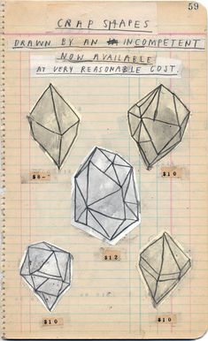 a notebook with some drawings on top of it that says can be shapes drawn by an inconpenientent