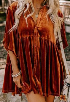 Please keep in mind all presale items can take up to 3-4 weeks for shipment Babydoll Shirt Outfit, Plus Size Fall Dress, Curvy Mom Outfits, Fluid Aesthetic, Velvet Tunic Dress, Sleeveless Party Dress, Babydoll Shirt, Velvet Tunic, Velvet Shorts