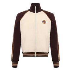 Gucci Technical Jersey Zip-Up Jacket With Web 'Beige Brown' 645207-XJC5O-9141 Classic Cream Gucci Outerwear, Classic Gucci Cream Outerwear, Gucci Casual Long Sleeve Outerwear, Gucci Beige Outerwear For Fall, Gucci Cream Winter Outerwear, Sporty Gucci Outerwear For Fall, Gucci Casual Track Jacket For Winter, Beige Gucci Outerwear For Winter, Casual Gucci Outerwear For Fall