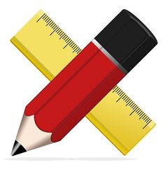 a pencil and ruler on a white background