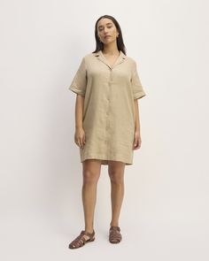 The Linen Shirt Dress Gauze Shirt, Linen Shirt Dress, Summer Chic, Khaki Dress, New Fashion Trends, Versatile Dresses, Shirtdress, Linen Women, Fashion Essentials