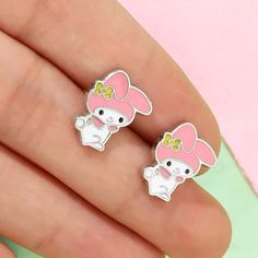 My Melody Earrings New / Never Worn Includes 2 Silver Butterfly Backings Perfect Gift For Sanrio Fan! My Melody Accessories, Sanrio Earrings, Sanrio Jewelry, Hello Kitty Earrings, Diamond Bows, Body Stickers, Mini Hoop Earrings, Hoop Earring Sets, Silver Butterfly