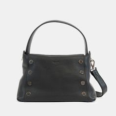 Bryant | Black Pebbled Leather Shoulder Bag | Hammitt Black Pebbles, Black Shoulder Bag, Red Suede, Everyday Bag, Rebecca Minkoff Hobo, Pebbled Leather, Classic Black, Leather Shoulder Bag, Zip Pockets