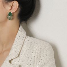 Material: Alloy Color: Light Gold Plaid Green [925 Silver Needle]] Fashion Element: round, Oval Style: Hong Kong Style Hong Kong Style, Fabric Earrings, Watch Necklace, Fashion Mode, Designer Earrings, Ring Bracelet, Earring Necklace, Ring Necklace, Color Light