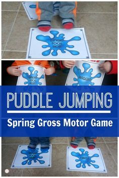 Spring Themed Gross Motor – Puddle Jumping- A fun way to get the kids moving with a Spring theme! I'm using this the entire Spring! Great for home, physical therapy, occupational therapy or in the education setting! Weather Activities Preschool, Spring Lessons, Puddle Jumping, Motor Planning, Gross Motor Activities, Spring Preschool, Daycare Activities