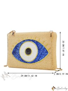 Bird in Bag - Womens Sequin Pattern Clutch Bag with Chain Strap Summer Rectangular Clutch With Chain Strap, Gold Beach Bag With Chain Strap, Gold Shoulder Bag With Chain Strap For Beach, Gold Rectangular Beach Clutch, Summer Crossbody Clutch With Chain Strap, Summer Clutch With Chain Strap, Summer Gold Clutch For Everyday Use, Gold Clutch For Everyday Summer Use, Gold Rectangular Clutch For Summer