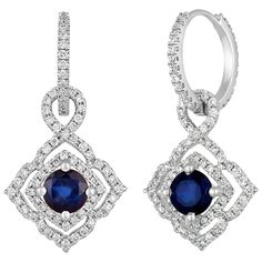 1.47 Carats Sapphire Diamond Gold Dangle Earrings Gia Certified Sapphire Earrings For Formal Occasions, Luxury Sapphire Diamond Earrings With Brilliant Cut, Gia Certified Sapphire Diamond Earrings For Formal Occasions, Formal Gia Certified Sapphire Diamond Earrings, Gemstone Diamond Earrings For Evening, Evening Diamond Earrings With Gemstone, Evening Round Diamond Earrings With Gemstone, Evening Diamond Round Earrings, Elegant Blue Gia Certified Diamond Earrings