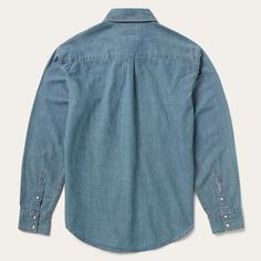 This snap-front western shirt is crafted from 100% cotton chambray denim that’s been garment washed for a lived-in feel, and made to get softer and more comfortable with time. It has one open pocket, no front yoke, a straight back yoke with pleat, one-snap cuffs and contrast cream topstitch. Cut trim for a modern fit, the shirt is finished with logo pearl snaps and subtle Stetson embroidery that speaks to our commitment to quality. Hard-wearing and built to last, our denim shirts are defined by Washed Blue Chambray Button-up Denim Top, Classic Pre-washed Denim Tops, Classic Denim Tops Pre-washed, Classic Denim Blue Shirt With Snap Buttons, Classic Collared Washed Blue Denim Jacket, Classic Denim Shirt With Snap Buttons, Classic Denim Top With Snap Buttons, Washed Blue Cotton Button-up Denim Top, Classic Chambray Button-up Denim Top