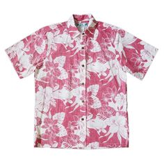 Orchid Shadow Red Hawaiian Reverse Shirt - Made In Hawaii Red Hawaiian Shirt With Tropical Print, Red Hawaiian Shirt With Hibiscus Print, Red Tropical Print Hawaiian Shirt, Red Hawaiian Shirt With Tropical Print And Camp Collar, Red Hawaiian Shirt With Camp Collar And Tropical Print, Red Tropical Print Hawaiian Shirt With Camp Collar, Red Camp Shirt With Tropical Print, Red Cotton Hawaiian Shirt, Red Tropical Print Camp Shirt With Camp Collar