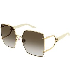 From Gucci&#x2C; these Women's Diapason 61mm Square Sunglasses feature:Metal frameSquare shapeGradient lensNot Rx ableNon-polarizedApprox. 61mm lens - 17mm bridge - 145mm templeImported. Square Sunglasses Gucci, Chic Gucci Luxury Shield Sunglasses, Gucci Sunglasses Women, Sunglasses Gucci, Gucci Women, Stylish Glasses, Prada Sunglasses, Gucci Sunglasses, Eyewear Womens