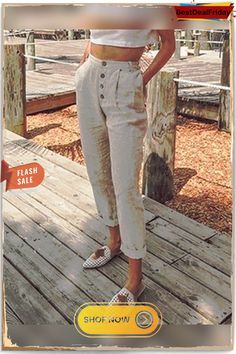 Women Plain Buttoned Pockets New Pants P592603 High-waisted Cargo Pants For Summer Day Out, Summer Straight Leg Cargo Pants For Day Out, Summer Straight Cargo Pants For Day Out, Straight Leg Cargo Pants For Summer Day Out, Summer Straight Pants With Button Closure, Summer Tapered Leg Pants For Day Out, Summer Trousers With Button Closure, Summer Pants With Button Closure, Summer Straight Leg Bottoms With Belt Loops