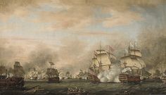 Battle of the Saintes, April 9, 1782, by Thomas Whitcombe. This painting shows the surrender of the Ville de Paris. Thirteen Colonies, Naval History, Alexander Hamilton, Nautical Art, Historical Society