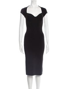 Carolina Herrera Sheath DressBlackShort Sleeve with Square NecklineConcealed Zip Closure at BackDesigner Fit: Dresses by Carolina Herrera typically fit true to size. Midi Length Dress, Square Necklines, Carolina Herrera, Square Neckline, Midi Length, Dress Outfits, Square, Tags, Clothes For Women