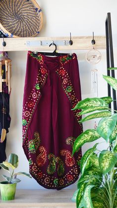 Embroidered Indian boho dhoti pants Summer Festive Pants With Floral Embroidery, Bollywood Style Festive Bottoms For Spring, Summer Festive Floral Embroidery Pants, Bohemian Festive Harem Bottoms, Bollywood Style Embroidered Festive Bottoms, Bollywood Style Harem Pants For Festivals, Festive Bollywood Wide Leg Pants, Traditional Wide Leg Embroidered Bottoms, Traditional Embroidered Wide Leg Bottoms