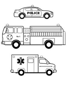 Emergency Vehicles Coloring Sheet Kids Police, Free Kids Coloring Pages, Community Helper, Truck Coloring Pages, Cars Coloring Pages, Community Helpers, Emergency Vehicles, Coloring Pages To Print, Free Printable Coloring