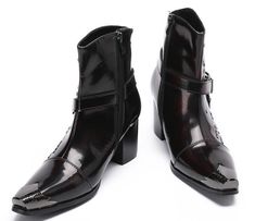 Gothic Outfits Casual, Gothic Heels, Gothic Fashion Men, Fishing Shoes, Gothic Men, Men In Heels, Black Heel Boots, Leather Buckle, Men Shoes Size