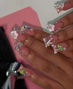 Junk Nails, Girly Acrylic, Drip Nails, Nails Design With Rhinestones, Acrylic Nails Designs