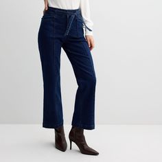 These women's Draper James mid-rise wide leg jeans with a coordinating belt are sure to please.Click on this WOMEN'S GUIDE to find the perfect fit and more! These women's Draper James mid-rise wide leg jeans with a coordinating belt are sure to please.Click on this WOMEN'S GUIDE to find the perfect fit and more! FEATURES Denim construction Zipper & clasp closure 4 pockets Coordinating denim beltFIT & SIZING Midrise sits on the high hip Relaxed fit through the hip and thigh 29-in. inseam 20-in. l Petite Size Chart, Denim Belt, Draper James, High Hips, Womens Size Chart, Bottom Clothes, Petite Size, Wide Leg Jeans, Gender Female