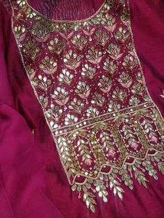 Item Overview ATHARVA Hand Embroidery Salwar Kameez w/Embroidery Neck Maroon/Banarsi Silk Dupatta/Gota Patti/ Custom Stitch/Anarkali/Patiala/ Dno. CH1556 Fabric: * Shirt- Chanderi Silk - Embroidered Neck- Maroon - 2.5 Mts Beautiful Hand Embroidery * Dupatta: Banarsi Silk Dupatta-Tilla Border Dupatta- 2.5 Mts- Latkans Tassels- (Motifs may wary) * Bottom Santoon Silk 2.5 Mts. Excusive Hand Embroidered Party Wear Punjabi Suit. Customization: * Fabrics Customization: Designs Can be made in different Semi-stitched Bollywood Salwar Kameez With Zari Work, Unstitched Jamawar Sharara With Mirror Work, Festive Jamawar Sets With Mirror Work, Bollywood Style Jamawar Sets With Mirror Work, Semi-stitched Dabka Work Saree For Celebration, Designer Dabka Work Dupatta In Chinon, Festive Sharara With Mirror Work And Jamawar Fabric, Festive Sharara With Mirror Work In Jamawar, Wedding Churidar With Mirror Work And Jamawar Fabric