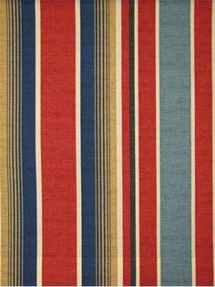 red, blue and yellow striped fabric with vertical stripes on the bottom half of it