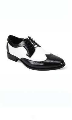 Meet “Moscow” by Giorgio Venturi – Black & White Dress Shoes that embody elegance and quality. These shoes, bearing the esteemed Giorgio Venturi name, are the epitome of timeless sophistication. With their sleek two tone design, they effortlessly elevate your formal or professional look. Not only stylish, but “Moscow” also prioritizes comfort for all-day wear. ... Read more Timeless Fitted Pointed Toe Oxfords, White Almond Toe Dress Shoes For Party, Timeless Fitted Leather Shoes With Pointed Toe, Fitted Pointed Toe Dress Shoes With Goodyear Welt, Luxury Formal Oxfords With Brogue Detailing, Designer Wingtip Oxfords For Formal Occasions, Designer Wingtip Formal Dress Shoes, Designer Wingtip Dress Shoes For Formal Occasions, Designer Formal Wingtip Dress Shoes