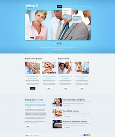 an image of a website page with business people on the front and back pages in blue