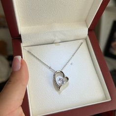 Brand New, Still In Box Diamond In A Heart 14k White Gold Plated Necklace. The Wooden Box Lights Up! Stunning Gift For Your Loved One! Box Lights, Gold Plated Necklace, Wooden Box, A Heart, Wooden Boxes, Womens Jewelry Necklace, Light Up, Size 16, Gold Plate