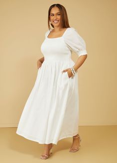 Plus Size linen maxi dress plus size linen dress cotton dress Elegant Cotton Smocked Midi Dress, Elegant Cotton Midi Dress With Gathered Neckline, Cotton Dresses With Gathered Waist And Short Sleeves, Solid Color Midi Dress With Fitted Bodice For Summer, Solid Summer Midi Dress With Fitted Bodice, Summer Midi Dress With Fitted Bodice In Solid Color, Spring Cotton Smocked Dress With Gathered Waist, Summer Fitted Bodice Solid Midi Dress, Cotton Dress With Smocked Back And Straight Neckline