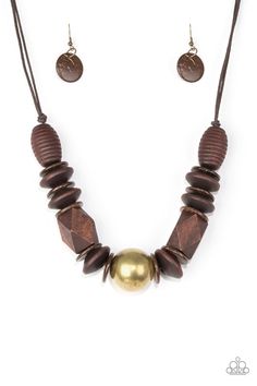 Grand Turks, Grand Turk, Wooden Bead Necklaces, Wooden Necklace, Wood Necklace, Paparazzi Accessories, Brass Necklace, Paparazzi Jewelry, Necklace Earring Set