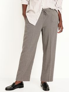 High-Waisted Billie Straight Trouser | Old Navy Straight Trousers, Pull On Pants, Drawstring Waist, Welt Pocket, Toddler Boys, Old Navy, Trousers, High Waisted, Pants